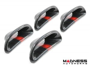 FIAT 500 ABARTH Headrest Inserts - Carbon Fiber (4pc set) - Red Racing Stripe w/ Scorpion 